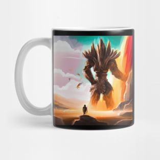 Brave Saint Monk Facing a Monster Warrior Mug